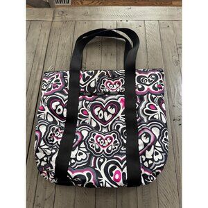 LeSportSac Carlin Top Zip Tote Bag Heart Love Pattern Purple Pink Black Retro